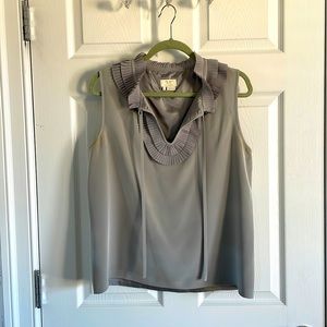Kate Spade Gray Silk Ruffled Blouse — L